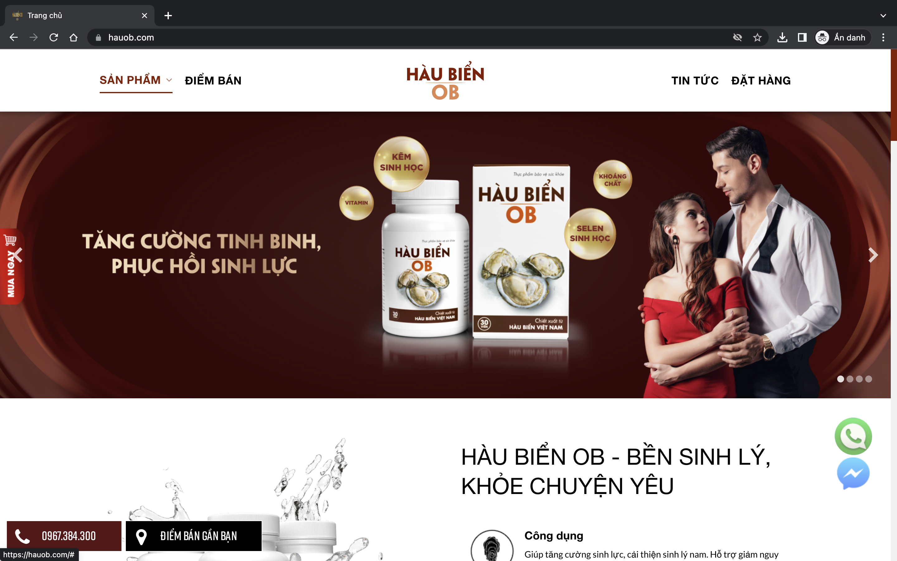 Website chính thức duy nhất của thương hiệu Hàu Biển OB